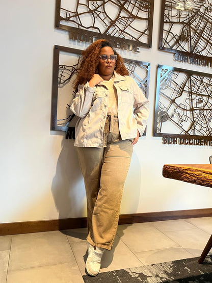 CHAQUETA OVERSIZE TAUPE